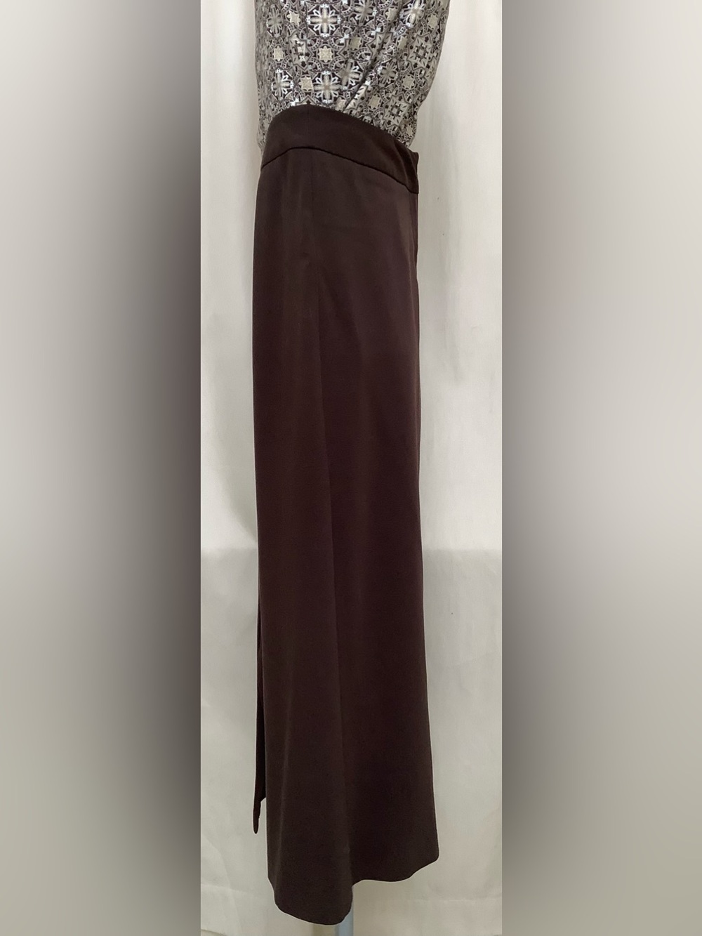 Nine & Company Basics Stretch Midi Skirt-Dark Brown-Lightweight-Front Zip-6 Reg - Picture 2 of 4